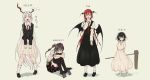  animal_ears arms_behind_back bangs bat_wings black_hair black_legwear blush brown_hair bunny_ears carrot_necklace character_name commentary_request covering_mouth floppy_ears geta hand_over_own_mouth head_wings himekaidou_hatate holding_mallet inaba_tewi juliet_sleeves koakuma leg_hug long_hair long_sleeves looking_at_viewer looking_down mallet multiple_girls necktie open_mouth partially_translated pleated_skirt puffy_short_sleeves puffy_sleeves red_eyes red_hair red_neckwear reisen_udongein_inaba shadow shirt short_hair short_sleeves sitting skirt standing tengu-geta thighhighs touhou translation_request twintails very_long_hair white_hair white_shirt white_skirt wings yushika 