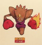  2017 action_pose ambiguous_gender angry attack belt biped black_eyes brown_body clothed clothing dress english_text fak&eacute;mon fighting_gloves fire firefightdex fist forehead_gem foreshortening front_view full-length_portrait gem hatching_(technique) hi_res hitmonchan humanoid looking_at_viewer marker_(artwork) mfanjul mixed_media nintendo not_furry nude open_mouth pen_(artwork) pok&eacute;mon pok&eacute;mon_(species) portrait pose pseudoclothing purple_clothing shadow simple_background solo suspended_in_midair text toony traditional_media_(artwork) video_games white_background 