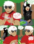  animal_humanoid clothed clothing comic conditional_dnp dave_strider digital_drawing_(artwork) digital_media_(artwork) dog_humanoid eyewear homestuck humanoid jade_harley ms_paint_adventures sunglasses wolftacos 