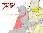  300 anthro canine duo erection humor jewelry male male/male mammal muscular nipple_piercing nipples penis piercing randomdragon 