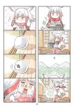  4koma bangs blunt_bangs cassette_player cerulean_(kemono_friends) comic head_wings highres japanese_crested_ibis_(kemono_friends) kemono_friends multicolored_hair multiple_4koma murakami_kou_(raye) page_number red_hair silent_comic surprised white_hair yellow_eyes 