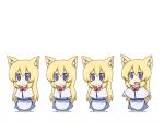  animal_ears animated animated_gif apron arms_at_sides arms_up black_burakku blonde_hair blue_dress capelet cat_ears chibi closed_mouth dress kemonomimi_mode long_hair long_sleeves multiple_girls music open_mouth purple_eyes red_neckwear shanghai_doll singing smile touhou 