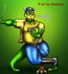  anthro belly belt book cigarette claws clothed clothing eyewear glasses hat koopa male mario_bros musclegut muscular muscular_male nintendo nipples open_shirt pants prothesis scalie slightly_chubby smoke solo video_games wood_leg woodfoot 