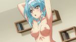  10s 1girl animated animated_gif aqua_hair areolae blush breasts female medium_breasts nipples nonaka_yuki shinmai_maou_no_testament topless 