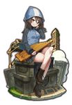  ammo_box ankle_boots bangs blue_footwear blue_hat blue_jacket blue_skirt boots brown_eyes brown_hair closed_mouth commentary_request cross-laced_footwear crossed_legs emblem eyebrows_visible_through_hair faux_figurine full_body girls_und_panzer grey_legwear hand_in_hair hat head_tilt holding holding_instrument instrument jacket kantele keizoku_(emblem) keizoku_military_uniform lace-up_boots last_period long_hair long_sleeves looking_at_viewer mika_(girls_und_panzer) military military_uniform miniskirt official_art pleated_skirt raglan_sleeves sitting skirt smile socks solo track_jacket transparent_background uniform 