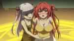  2girls animated animated_gif breasts cleavage heavy_breathing large_breasts long_hair multiple_girls naruse_maria naruse_mio red_hair shinmai_maou_no_testament white_hair 