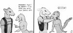  anthro asphyxiation choking duo english_text humor male mammal mustelid rat rodent strangling text vandringar violence weasel 