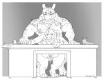 anthro asgore_dreemurr balls beard blush caprine clothed clothed_sex clothing duly_noted duo facial_hair female goat greyscale horn larger_male male male/female mammal monochrome muscular muscular_male saliva sex size_difference slightly_chubby smile teacher tongue tongue_out toriel undertale video_games 
