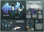  2018 5_fingers anatomically_correct anthro black_fur black_hair blue_eyes breasts butt_heart canine clothing collar digital_media_(artwork) dipstick_tail doggadee dress feral fur green_fur hair heart_pattern heart_pendant heterochromia jewelry lying magic magic_wings mammal maned_wolf model_sheet multicolored_tail necklace pendant purple_mouth purple_nose purple_paws purple_tongue red_eyes stat_sheet statistics vaelophis_nyx white_fur wings 