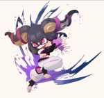  1girl baggy_pants cosplay dudou fangs fingerless_gloves gloves han_juri han_juri_(cosplay) inkling pants phil_dragash red_eyes solo splatoon_(series) street_fighter street_fighter_iv_(series) tentacle_hair toeless_legwear 