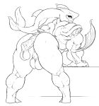  anus backsack balls bent_over big_butt butt disembodied_penis duo erection fish_humanoid greyscale hot_dogging humanoid humanoid_penis hybrid looking_back male male/male monochrome mr_canvas muscular muscular_male nude penis sidon solo_focus standing thick_thighs vein 