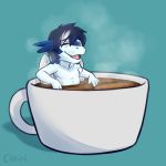  anthro beverage chibi clei coffee cup dragon happy male nameless00 smile solo windragon 