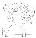  anus backsack balls bent_over big_butt butt cum cum_on_butt disembodied_penis duo erection fish_humanoid greyscale hot_dogging humanoid humanoid_penis hybrid looking_back male male/male monochrome mr_canvas muscular muscular_male nude penis sidon solo_focus standing thick_thighs vein 