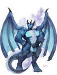  anthro blue_scales bullgon dragon erection goroguro male penis scales scalie solo western_dragon wings 