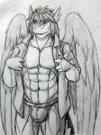  anthro bulge clothed clothing dragon jockstrap leini male muscular muscular_male nameless00 open_shirt solo underwear windragon 