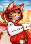  2017 2018 aceo anthro atc blue_eyes brown_fur card cat clothed clothing desert dragon drawing ear_piercing feline female fur invalid_color invalid_tag male mammal markers piercing rider sand scalie sky smile standing tagme traditional_media_(artwork) whiskers white_fur wunderknodel yellow_eyes 