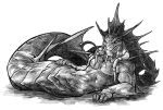  abs anthro biceps draw_me_like_one_of_your_french_girls fin green_scales harag jewelry looking_at_viewer lying male muscular naga nude pecs raitlinn reclining reptile ring scales scalie simple_background snake solo tentacles video_games warcraft yellow_scales 