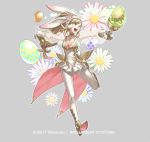  alternate_costume animal_ears blonde_hair breasts bunny_ears cleavage commentary_request easter_egg egg fake_animal_ears fire_emblem fire_emblem_heroes full_body gloves green_eyes kozaki_yuusuke long_hair low-tied_long_hair medium_breasts official_art open_mouth see-through sharena smile solo white_gloves 