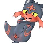  blush gaping gaping_pussy kesu_pu litten nintendo pok&eacute;mon pok&eacute;mon_(species) pussy solo tongue tongue_out video_games 