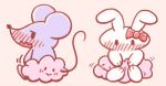  2016 ambiguous_gender blush bow cloud cute embarrassed flat_colors ghost lagomorph mammal mouse open_mouth pink_theme rabbit rodent spirit おばけ 