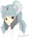 blue_eyes check_character eyebrows_visible_through_hair fur_collar gloves grey_hair hands_on_another's_face highres kaban_(kemono_friends) kemono_friends koala_(kemono_friends) koala_ears multicolored_hair partially_colored pikunoma short_hair twintails upper_body 
