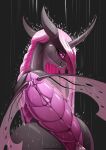  2018 changeling digital_media_(artwork) fan_character female feral hair horn insect_wings my_little_pony pink_eyes pink_hair simple_background smile solo underpable wings 