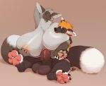  2018 4_toes anthro anthro_on_anthro areola balls big_balls big_breasts big_penis big_tail blush breast_suck breasts brown_claws brown_eyes brown_fur brown_penis brown_tail canine claws cross-fox duo erection eyes_closed female fluffy fluffy_tail fox front_view fur grey_hair hair hand_on_thigh hindpaw huge_balls huge_breasts huge_penis huge_tail humanoid_penis hyper looking_down male male/female mammal multicolored_fur multicolored_penis nipples nude orange_fur orange_hair orange_tail pawpads paws penis pink_nipples pink_pawpads pink_penis pubes sex sharp_claws sitting size_difference spread_legs spreading suck_mcjones sucking taji_(cross-fox) thick_penis thick_tail thick_thighs toe_claws toes two_tone_penis vaginal vein veiny_penis white_fur white_tail 