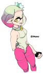  2017 alternate_version_at_source beauty_mark better_version_at_source breasts brekkist cephalopod clothed clothing crown digital_media_(artwork) fangs female fingerless_gloves fist gloves hair hand_behind_back humanoid inkling legwear leotard looking_at_viewer marine nintendo not_furry pearl_(splatoon) pointy_ears signature simple_background smile solo splatoon squid tentacle_hair tentacles tights video_games yellow_eyes 