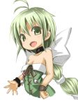  :d bare_shoulders black_choker bow braid breasts choker cleavage commentary_request graphite_(medium) green_eyes green_hair hair_bow hair_ornament hair_ribbon konomi_uo long_hair looking_at_viewer lowres multi-tied_hair open_mouth ribbon saga saga_frontier saga_frontier_2 single_braid smile solo traditional_media very_long_hair virginia_knights 