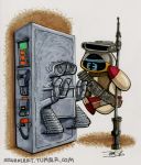  2012 boushh_disguise burn-e carbonite crossover disney eve_(wall-e) floating go-4 han_solo james_silvani leia_organa m-o machine not_furry petrified pixar robot signature simple_background staff star_wars traditional_media_(artwork) url wall-e wall-e_(character) 