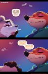  2018 ambiguous_gender anthro brown_fur canine clothed clothing comic disney doxy duo english_text eyes_closed fangs fox fur male male/ambiguous mammal nick_wilde open_mouth oral red_eyes red_fur saliva teeth text tongue tongue_out zootopia 