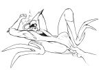  2018 3_toes ambiguous_gender antennae anthro arthropod assisted_exposure biped black_and_white bulge butt claws clothing clothing_pull custapple digital_drawing_(artwork) digital_media_(artwork) disembodied_hand dokarian duo erection erection_under_clothes fist frown gloves hanna-barbera humanoid_hands insect insectoid legwear leotard long_claws looking_at_another lying male male/ambiguous monochrome on_back open_mouth pecs sharp_teeth simple_background socks solo_focus space_ghost_(series) surprise tears teeth thigh_socks toe_claws toes white_background zorak_(character) 