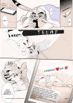  &lt;3 anthro black_and_white blush canine clothing comic cynthia_walker dialogue disney female fox half-closed_eyes hugging_own_tail jack_savage lagomorph male mammal monochrome rabbit rem289 scar tail_hug zootopia 