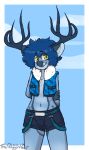  anthro cervine clothed clothing deer fully_clothed happy jammers male mammal smile solo thepolygonheart 