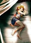  aqua_eyes bare_arms bare_legs barefoot bed blonde_hair blue_eyes bow breasts brother_and_sister crop_top crying crying_with_eyes_open hair_bow hair_ornament hairclip headphones headset kagamine_len kagamine_rin looking_back lying midriff on_side open_mouth pillow sailor_collar sawashi_(ur-sawasi) scared shadow shirt short_hair shorts siblings silhouette sleeveless sleeveless_shirt small_breasts solo_focus tears twins vocaloid yellow_neckwear 