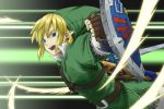  all_male aqua_eyes blonde_hair gloves hat link_(zelda) male pointed_ears sanatsume short_hair sword the_legend_of_zelda weapon 