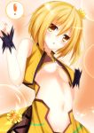  1girl blonde_hair breasts calendula_(flower_knight_girl) flower flower_knight_girl hair_flower hair_ornament highres open_mouth shironeko_haru small_breasts underboob yellow_eyes 