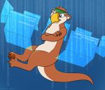  avian brown_fur feral floating fur hybrid male mammal mustelid numbers otter oyster_(tenpoundhammer) royalty_(artist) tan_fur webbed_feet 