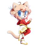  alpha_channel blue_eyes bluukio cat chibi chinese clothed clothing curly_hair feline female hair long_tail mammal radiant-valor short_hair simple_background solo transparent_background 