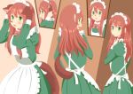  2018 animal_humanoid apron blush canine clothing dress female fox green_eyes hair human humanoid long_hair mammal open_mouth red_hair roina solo standing surprise tail_growth transformation worried 