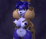  2018 3d_(artwork) android anthro areola bacn big_breasts blue_eyes breasts collar dickgirl dickgirl/female digital_media_(artwork) duo female grabbing_from_behind grope hair hand_on_breast hyena intersex intersex/female looking_at_viewer machine mammal nipples nude robot simple_background smile thick_thighs 
