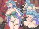  1girl areola_slip areolae ass bare_shoulders belly big_hair blue_hair blush breast_press breasts erection erection_under_clothes granblue_fantasy huge_ass huge_breasts long_hair naughty_face obui pointy_ears red_eyes skindentation smile thick_thighs thighs tiamat_(granblue_fantasy) very_long_hair 