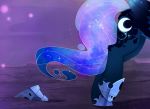  2018 blue_fur cosmic_hair cutie_mark detailed_background digital_media_(artwork) equine feathered_wings feathers female feral friendship_is_magic fur horn magnaluna mammal my_little_pony outside princess_luna_(mlp) solo standing wings 