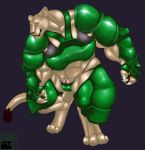  abs armor biceps big_muscles black_lips black_sclera camel_toe clothing digitigrade feline female lion mammal muscular muscular_arms muscular_female muscular_legs pawpads paws pussy thong wardrobe_malfunction xatanlion 