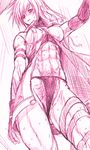  abs asaga_aoi bare_shoulders cape coat elbow_gloves final_fantasy final_fantasy_xiii fingerless_gloves gloves hairy lightning lightning_farron long_hair looking_down monochrome muscle muscular_female open_clothes open_coat panties pubic_hair sketch sweat thong trench_coat trenchcoat underwear 