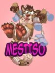  2017 4_toes anal anal_penetration anthro blush chest_tuft claws digital_drawing_(artwork) digital_media_(artwork) dildo disembodied_hand eyewear feline fur glasses green_eyes group hi_res hindpaw jason_(mestiso) kaomoroart male mammal mestiso multicolored_fur nude pawpads paws penetration saber-toothed_cat sex_toy simple_background solo_focus teeth text toe_claws toes tongue tongue_out tuft 