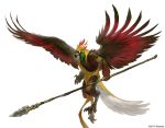  aarakocra anthro avian beak bird claws clothed clothing dungeons_&amp;_dragons feathered_wings feathers holding_object holding_weapon melee_weapon multicolored_feathers official_art polearm solo spear talons toe_claws victor_maury weapon wings 