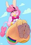  2018 absurd_res anthro barefoot big_butt boon_(vimhomeless) butt clothing equine eyelashes eyeshadow feet female foot_focus hi_res horn huge_butt lipstick looking_at_viewer makeup mammal pants solo thick_thighs unicorn vimhomeless voluptuous wide_hips 