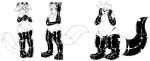  2017 anthro armwear black_and_white bulge clothed clothing costume digital_drawing_(artwork) digital_media_(artwork) fur hair hi_res kigurumi kit_kiama legwear male mammal monochrome mustelid okineko_(character) open_mouth otter pantsuneko_(character) red_panda rubber shiny simple_background standing stormdragonblue topless underwear white_background 