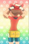  1girl animated animated_gif bandanna bike_shorts blue_eyes brown_hair fanny_pack gloves haruka_(pokemon) miniskirt photoshop pokemon pokemon_(anime) 